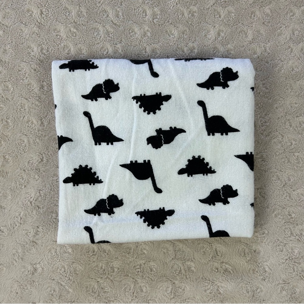 Gerber Organic Black White Dinosaurs Baby Receiving Blanket Flannel Cotton Dino